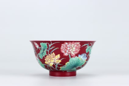 QING DYNASTY PASTEL FLOWER PATTERN BOWL