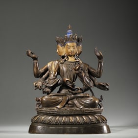 QING DYNASTY GILT BRONZE BUDDHA STATUE
