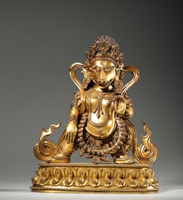 QING DYNASTY GILT BRONZE ELEPHANT GOD
