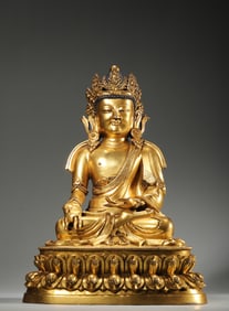 MING DYNASTY GILT BRONZE BODHISATTVA STATUE