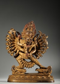 QING DYNASTY GILT BRONZE STATUE OF THE MIGHTY VAJRA