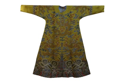 QING DYNASTY DRAGON ROBE WITH YELLOW DRAGON PATTERN