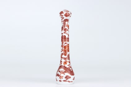 QING DYNASTY ALUMINUM RED DRAGON PATTERN PEN HOLDER