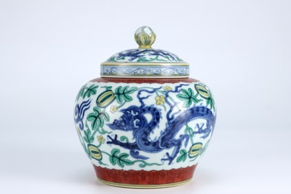 MING DYNASTY DOUCAI DRAGON JAR