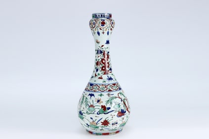 MING DYNASTY COLORFUL MANDARIN DUCK PATTERN GARLIC BOTTLE