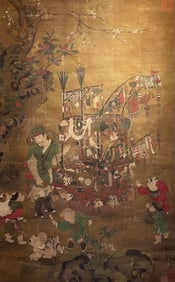 Su Hanchen mark, Chinese Scholar painting, Ink and Color on Silk, Hanging Scroll