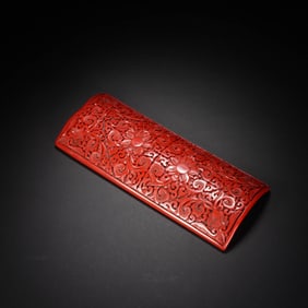 Carved Cinnabar Lacquer Arm Rest