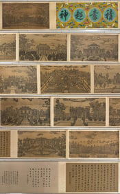 Lang Shining mark, Chinese The Summer Palace painting, Ink on Silk, Hand Scroll