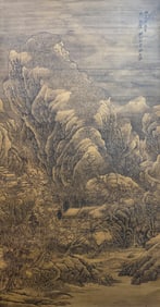 Zhang Daqian mark, Chinese Landscape painting, Ink on Silk, Hanging Scroll