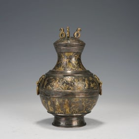 Silver Gilding Double-Eared Covered Vase