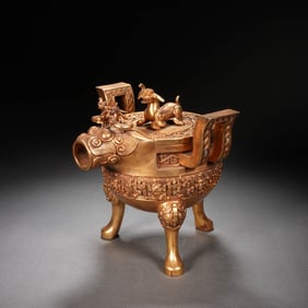 Gilt Bronze Tripod Jue Cup