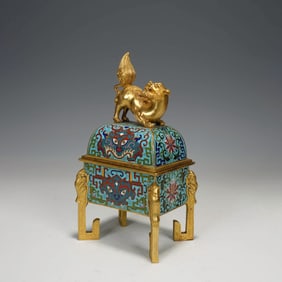 Cloisonne Enamel Lion Censer
