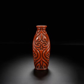 Carved Lacquerwork Bottle Vase