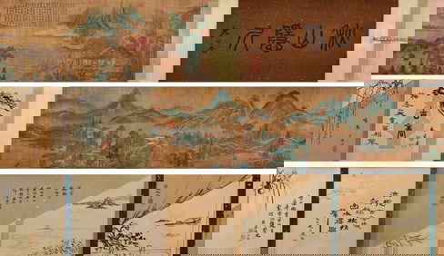 Xia Yao mark, Chinese Landscape painting, Ink and Color on Silk, Hand Scroll
