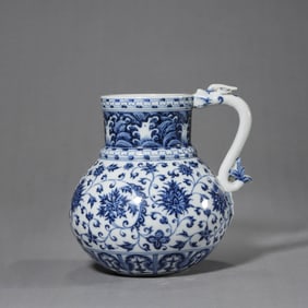 Blue and White Interlocking Lotus Ewer