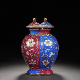 Famille Rose Interlocking Lotus Conjoined Double-Vase