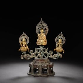 Set of Gilt-Bronze Statues of Buddha