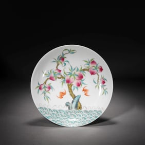 Famille rose 'PEACHES' plate