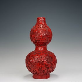 Cinnabar Lacquer Double-Gourd Ornament