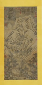 Wang Wei mark, Chinese Landscape painting, Ink on Silk, Hanging Scroll