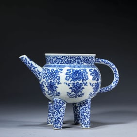 Blue and White Interlocking Lotus Babao Pot