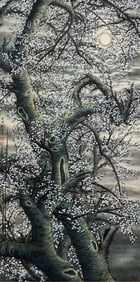 Tao Lengyue mark, Chinese Prunus painting, Ink and Color on Paper, Hanging Scroll