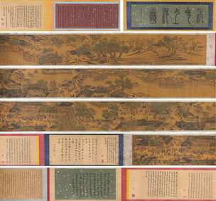Zhang Zeduan mark, Chinese Landscape painting, Ink and Color on Silk, Hand Scroll