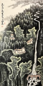 Li Keran mark, Chinese Landscape painting, Ink and Color on Paper, Mounted