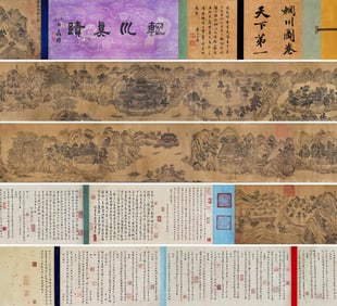 Wang Wei mark, Chinese Landscape painting, Ink on Silk, Hand Scroll