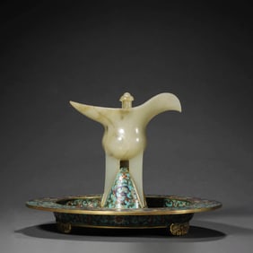 Cloisonne and Jade Inlaid Wine Vessel