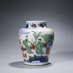 Wucai Glaze Figure Ginger Jar