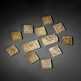 Group of Jade Apsaras Friezes