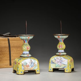 Enamel Bronze Candlestick