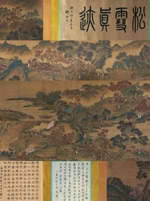 Zhao Mengfu mark, Chinese Stags painting, Ink and Color on Silk, Hand Scroll