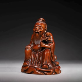 Carved Boxwood Statue of Figure