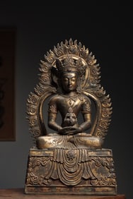 Ming Dynasty Bronze Gilt Amitayus  Statue