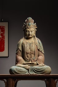 Liao Dynasty Carved Wooden Painted Guanyin Bodhisattva Statue