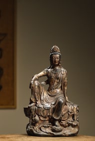 Qing Dynasty Bronze Gilt The Water Moon Guanyin Statue