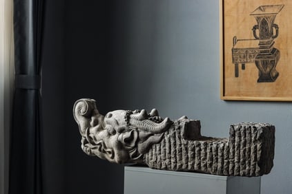 Qing Dynasty Lapis Lazuli Stone Dragon Head