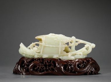 Qing Dynasty Hetian Jade Boat