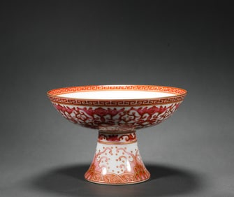 Qing Dynasty Qianlong Red Glaze Offering Plate