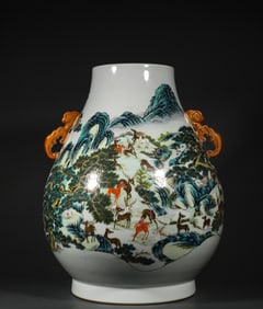 Qing Dynasty Qianlong Deer Pattern Vessel