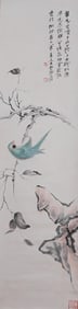 Zhang Daqian Flowers and Birds Vertical Axis