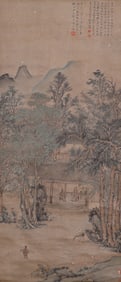 Wen Zhengming Landscape Painting Vertical Axis