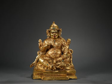 Qing Dynasty Bronze Gilt Statue of The God of Wealth