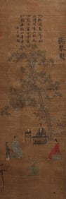 Song Huizong  Listening to the Music Painting Vertical Axis