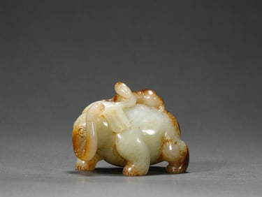Ming Dynasty Hetian Jade Figure Riding An Elephant
