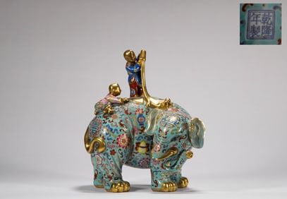 Qing Dynasty Enamel Painted Elephant