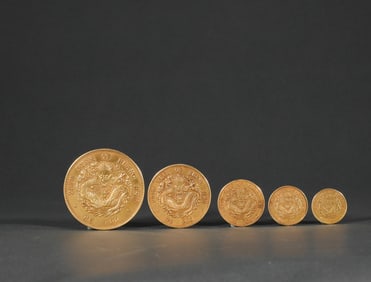 A Set of Qing Dynasty  Gold Coins