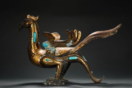 Han Dynasty Inlaid Gold and Silver Phoenix